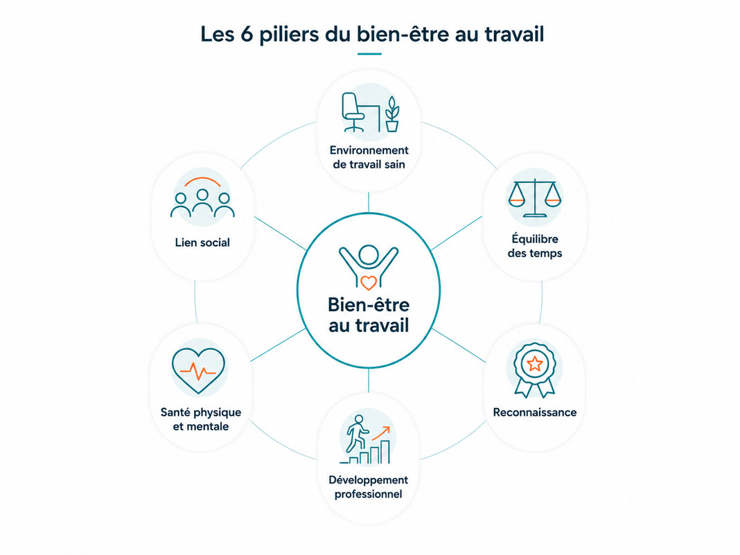 Les 6 piliers du bien être au travail