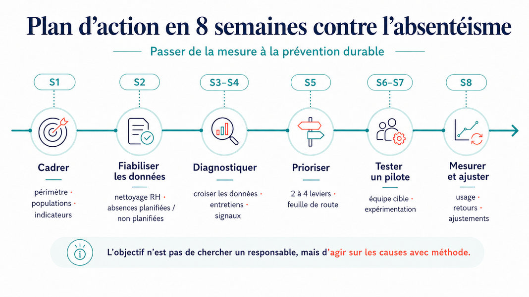 Plan d'action 8 semaines contre l'absentéisme au travail